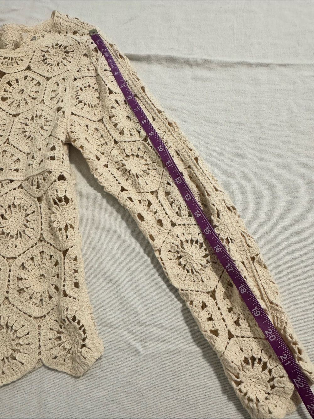 Ultra Pink Crochet Scoop Neck Knit Top Sweater - Cream Bohemian Size XS - Picture 10 of 10